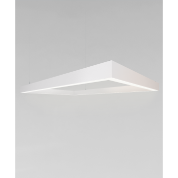 Alcon 12100-20-P-RC rectangular-shaped suspended pendant light shown in white finish with a flushed lens.