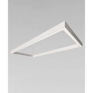 Alcon 12100-20-P-RC rectangular-shaped suspended pendant light shown in white finish with a flushed lens.