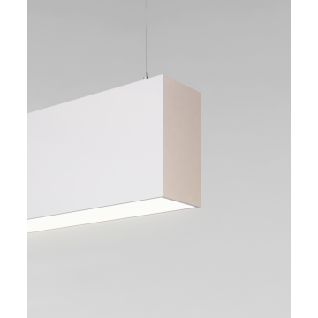 12100-20-P suspended pendant light shown with white finish and flush lens