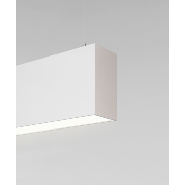 12100-20-P suspended pendant light shown with white finish and flush lens