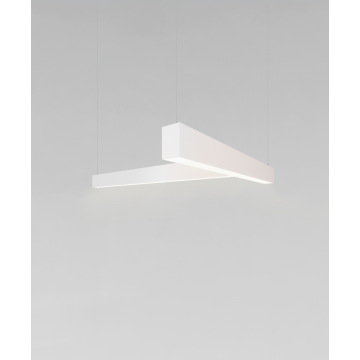 Alcon 12100-20-P-T T-shaped suspended pendant light shown in white finish with a flushed lens.