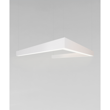 Alcon 12100-20-P-U U-shaped suspended pendant light shown in white finish with a flushed lens.