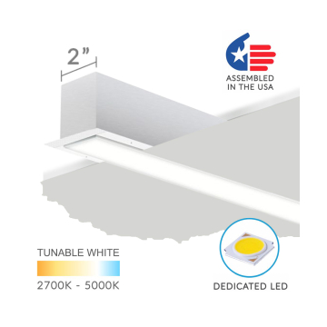 Alcon Lighting 14100-2 Continuum II Architectural High Output LED 2 Inch Linear Recessed Ceiling and Wall Linear Light Strip Fixture