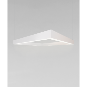 Alcon 12100-40-P-SQ, Square shaped pendant light shown in white finish and with a flushed lens.