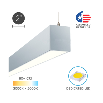 12100-23-P suspended pendant light shown with white finish and flush lens