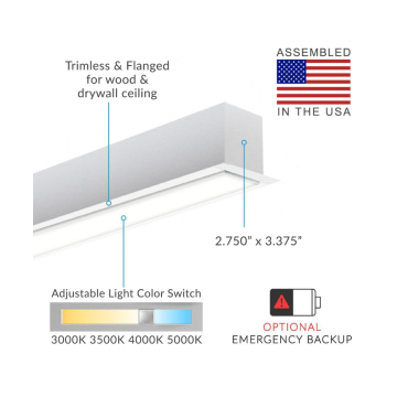 Alcon 12100-23-RTLW Color Temperature Selectable Linear LED Trimless Recessed Light