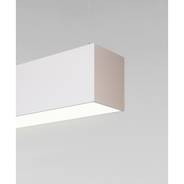 12100-33-P suspended pendant light shown with white finish and flush lens