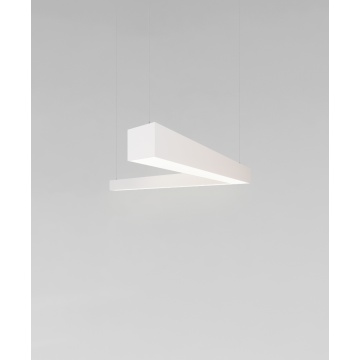Alcon 12100-40-P-L L Shaped pendant light shown with white finish and a flushed lens.