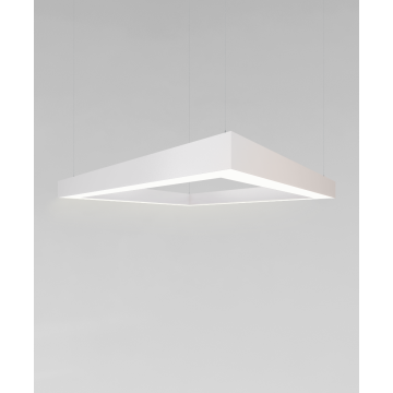 Alcon 12100-40-P-SQ, Square shaped pendant light shown in white finish and with a flushed lens.