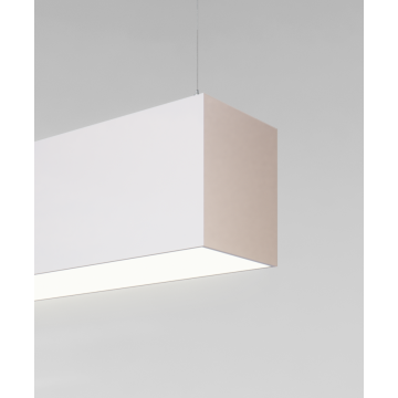 12100-40-P suspended pendant light shown with white finish and flush lens