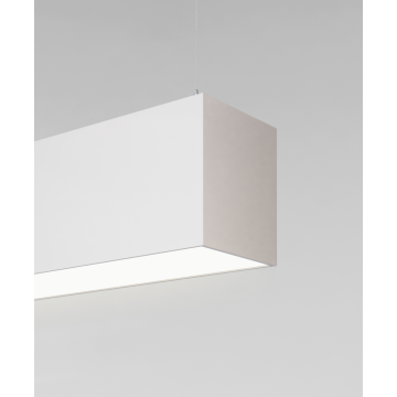 12100-40-P suspended pendant light shown with white finish and flush lens