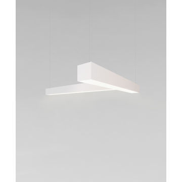 Alcon 12100-40-P-T, T shaped pendant light shown in with white finish and a flushed lens.