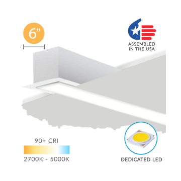 6-Inch Ceiling-to-Wall Recessed Linear LED Light Strip 
