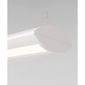 Alcon 12124-P suspended pendant light shown in white finish and with curved inset lens.