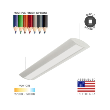 Alcon 12124-P suspended pendant light shown in white finish and with curved inset lens.