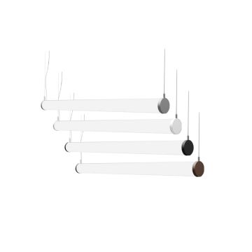 Alcon 12143-HR-P, suspended cylindrical linear pendant light shown in black finish and with center lens.