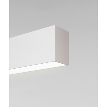 12180-P suspended pendant light shown with white finish and flush lens
