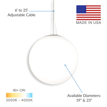Alcon 12216 Luna Suspended LED Globe Pendant Light