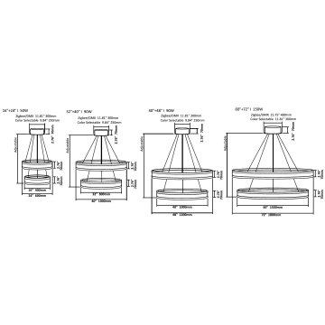 Alcon 12270-2-RGBW Redondo Suspended Architectural LED 2 Tier Ring Chandelier 