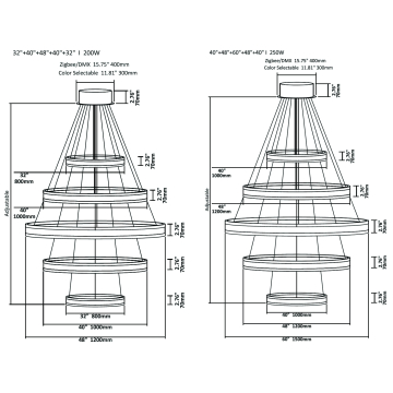Alcon 12270-5 Suspended Architectural LED 5-Tier Ring Chandelier