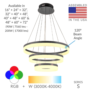 Alcon 12272-3 Architectural LED 3-Tier Ring Chandelier 