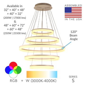 Alcon 12272-5 Architectural LED 5-Tier Ring Chandelier