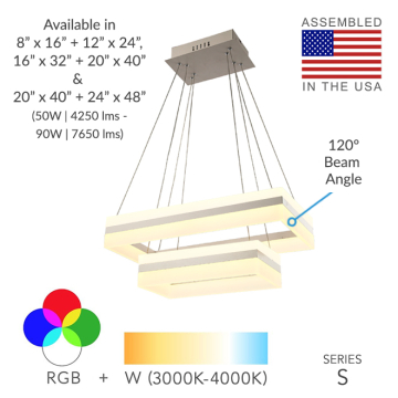 Alcon 12274-2 Rectangle Architectural LED 2-Tier Chandelier