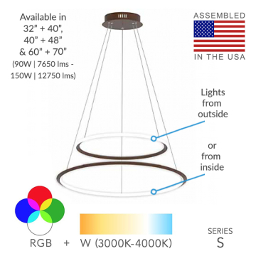 Alcon 12279-2 Redondo Suspended Architectural LED 2-Tier Ring Chandelier