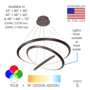 Alcon 12279-3 Redondo Suspended Architectural LED 3-Tier Ring Chandelier