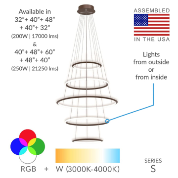 Alcon 12279-5 Redondo Suspended Architectural LED 5-Tier Ring Chandelier