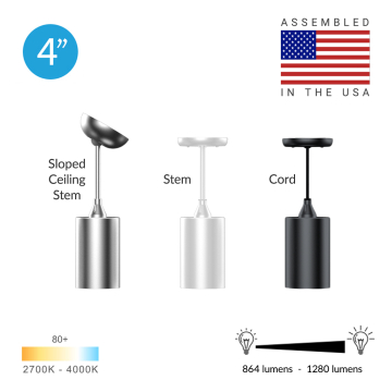Alcon 12400-4P Architectural LED 4.5 Inch Cylinder Pendant Light