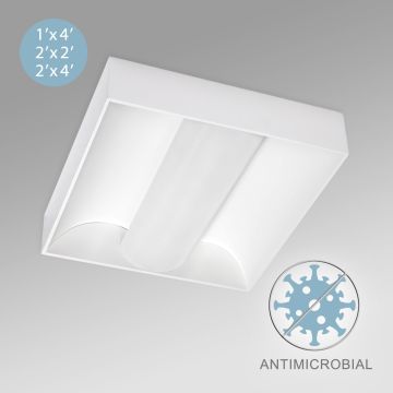 Alcon 12514-S Center Basket Antimicrobial LED Surface-Mounted Troffer Light