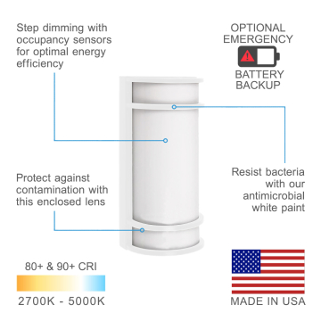 Alcon 12524 Commercial-Grade LED Antimicrobial Wall Sconce