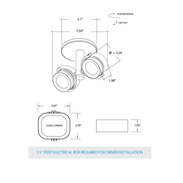 Alcon 13310 Architectural LED Adjustable Dual-Head Monopoint Light