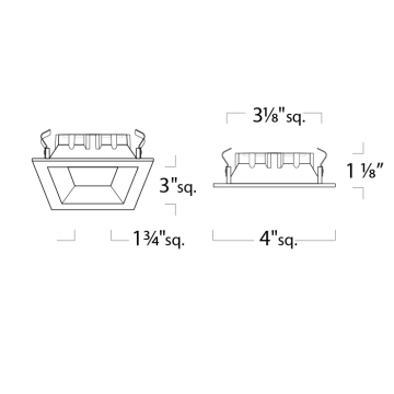 Alcon 14031-1 3-Inch Square Architectural LED Downlight Lensed Recessed Light