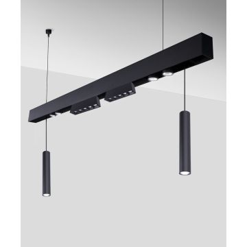 Alcon 15100-P, modular suspended linear pendant light system shown in black finish.