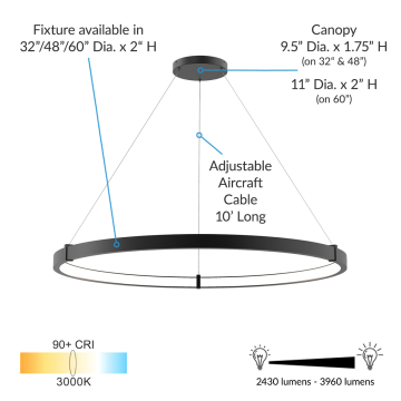 Alcon 15115 Interior Rounded LED Modular Lighting System Pendant