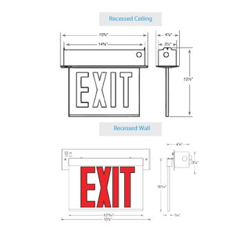 Alcon 16126 Chicago Approved Edgelit Aluminum Recessed LED Exit Sign