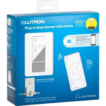 Lutron Caseta P-PKG1P-WH Caseta Wireless 300-watt/100-watt Plug-In Lamp Dimmer with Pico Remote Control Kit, White