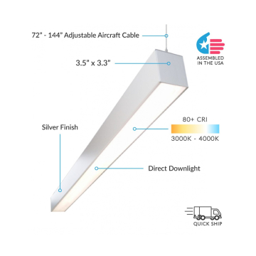 Alcon 12100-33-P Continuum 33 Architectural LED Linear Pendant Direct Light Fixture