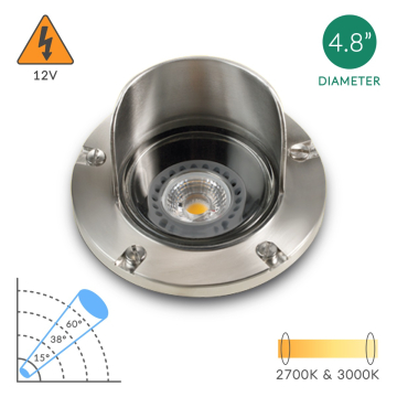Alcon 9027-SS Low-Voltage 5-Inch Adjustable In-Ground LED Well Light