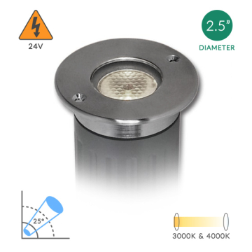 Alcon Lighting 9115-R Round Architectural Landscape LED Low Voltage Stainless Steel In Ground Well Light