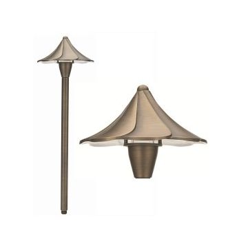 Alcon 9067 Solid Antique Brass 4-lb. Low-Voltage Outdoor LED Path Light