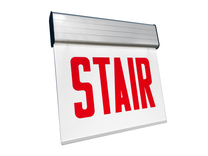 Image 1 of Alcon 16125-S Chicago Approved Edgelit Aluminum LED Stair Sign
