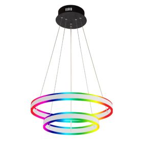 Alcon 12270-2-RGBW Redondo Suspended Architectural LED 2 Tier Ring Chandelier 