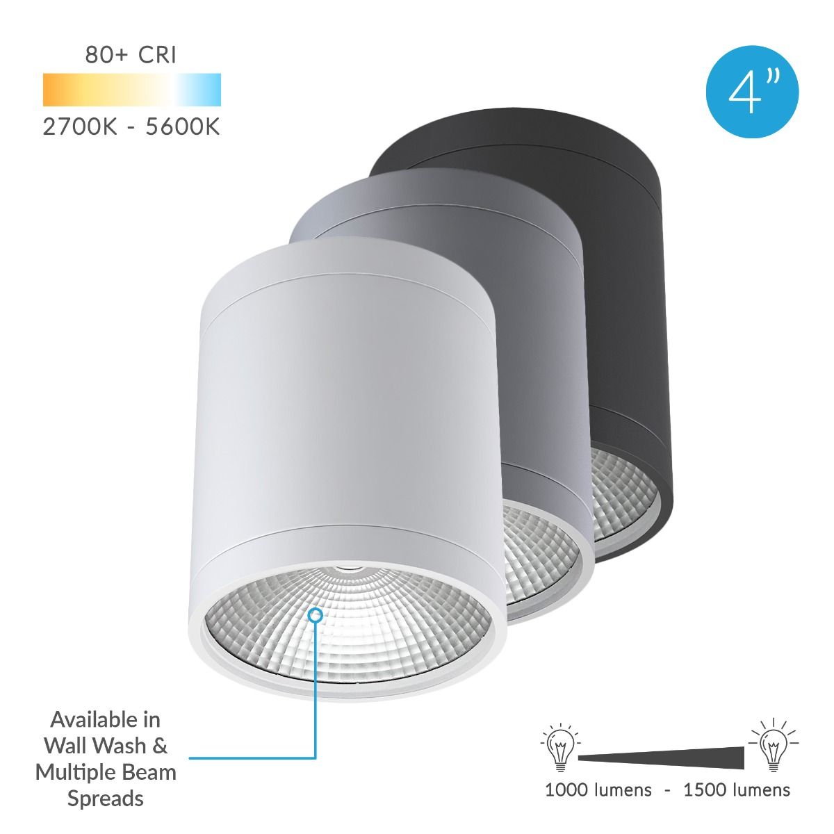 Alcon Lighting 11235 Dir Pavo Architectural Led 4 Inch Round Cylinder Surface Ceiling Mount Direct Down Light Fixture