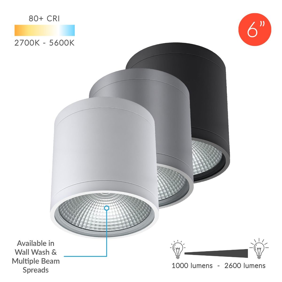 Alcon Lighting 11236 Dir Pavo Architectural Led 6 Inch Cylinder Surface Ceiling Mount Direct Down Light Fixture
