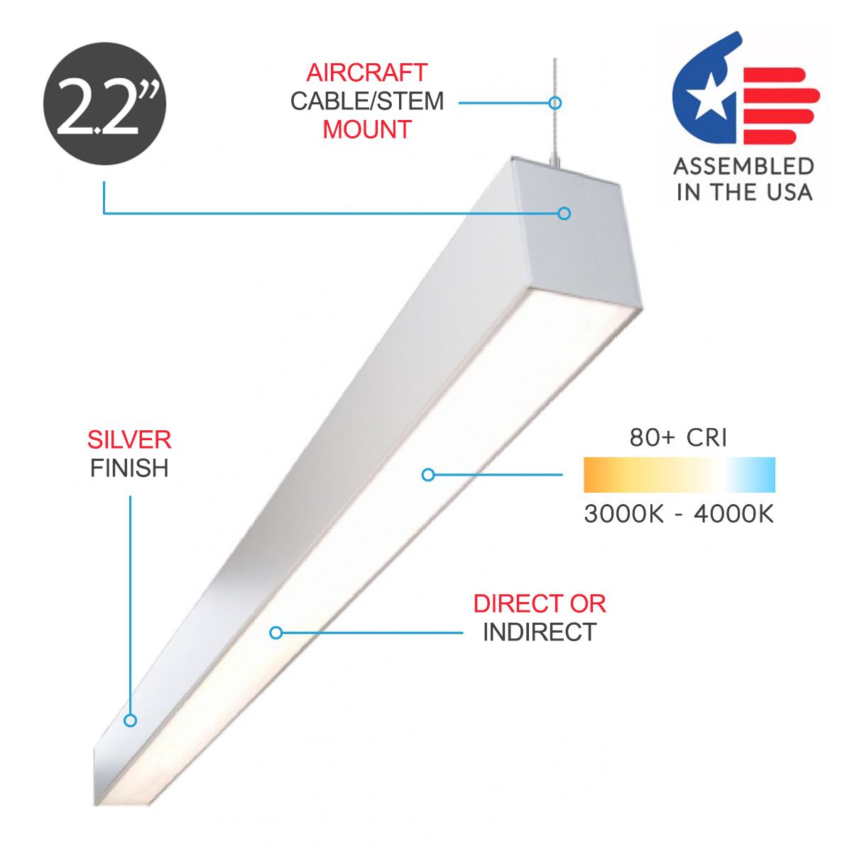 Alcon Lighting 12100 22 P Continuum 22 Series Architectural Led Linear Pendant Direct Light Fixture