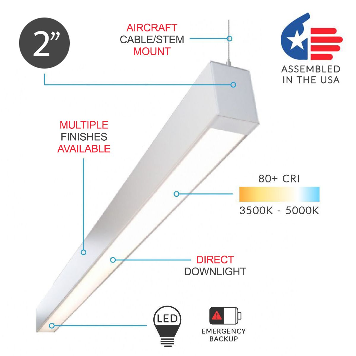 Alcon Lighting 12200 2 P 8 Rft Series Architectural Led 8 Foot Linear Suspended Pendant Mount Direct Light Fixture