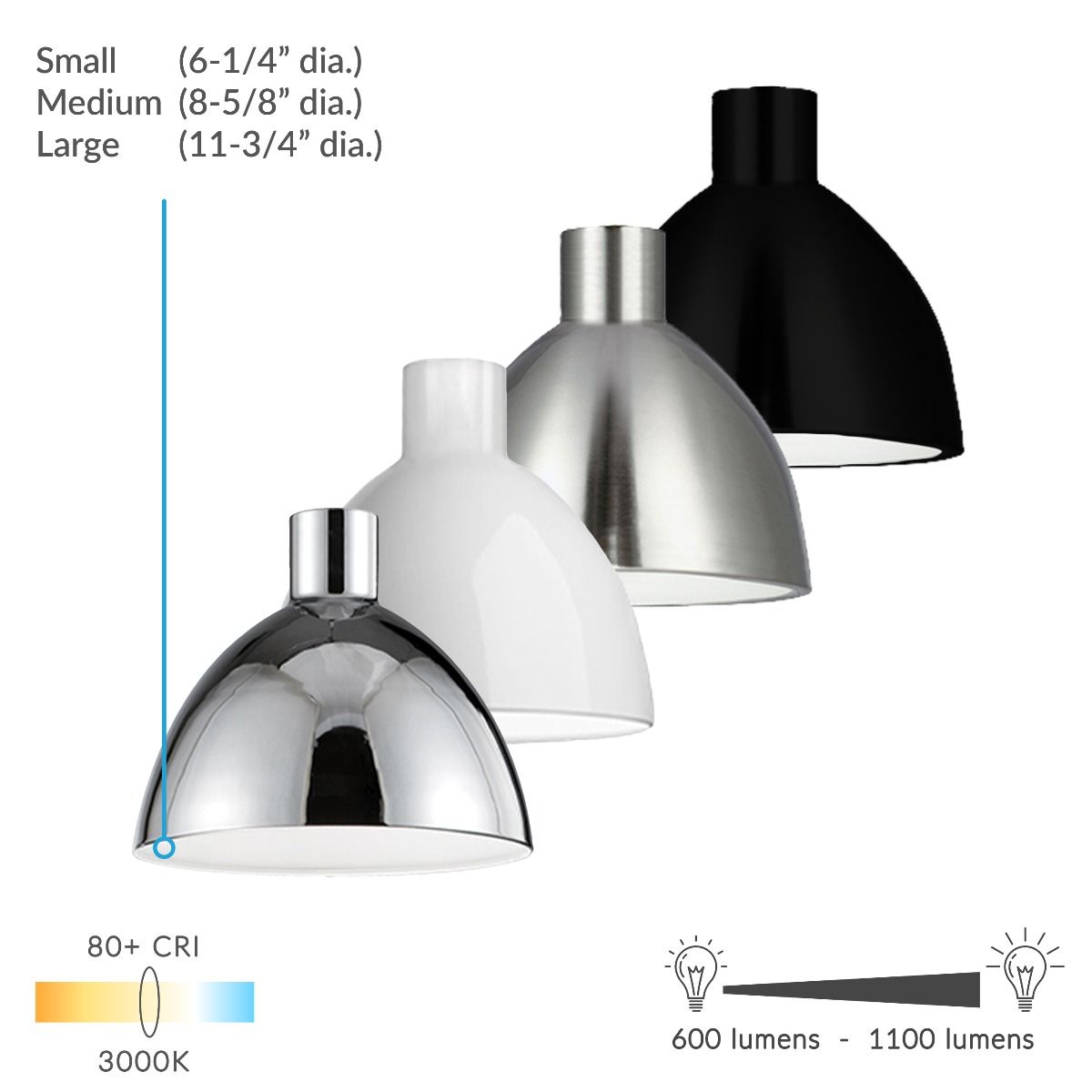 Alcon Lighting 12260 Doma Architectural Led Contemporary Dome Pendant Mount Direct Down Light Fixture
